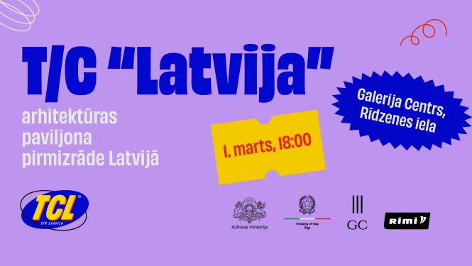 Afiša ar tekstu: t/c "Latvija"