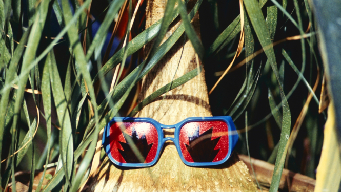 "Doktora Enesera binokulāro deju kursi". Performance Salaspils Botāniskajā dārzā, 1987. Foto: Imants Žodžiks