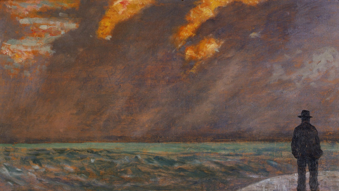 Džovanni Fatori (Giovanni Fattori). Saulriets virs jūras. 1895. Koks, eļļa.  Piti pils Modernās mākslas galerijas kolekcija, Florence, Itālija. Publicitātes foto