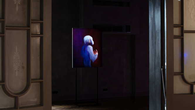 Mākslinieces Helēnas Heinrihsones darbs izstādē “Klejotāji” Latvijas Nacionālajā rakstniecības un mūzikas muzejā