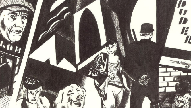 Romans Suta. Kabarē. 1929. Papīrs, tuša. SBM kolekcija. Skenējums