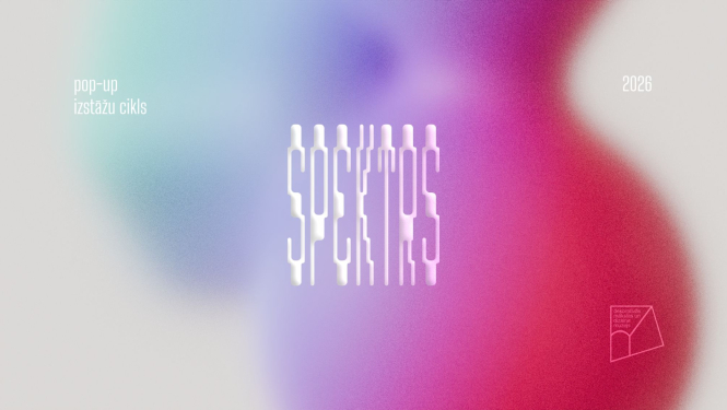 Uzraksts "Spektrs" uz krāsaina fona