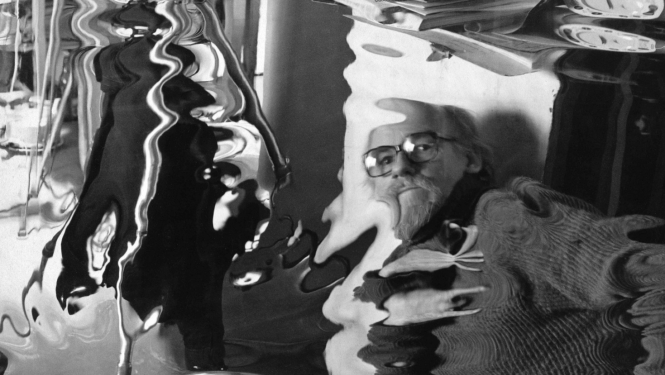 Gunārs Binde. Pašportrets. 1977. Arhīva papīrs, tintes druka. Foto: Gunārs Binde