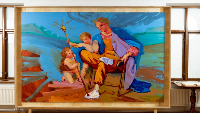 Rasa Jansone. Darbu cikls “Kad viņa piesēda mazliet ērtāk” personālizstādē “Izlīguma izstāde” Bauskas muzejā (11.02.–09.04.2023.). Foto: Rasa Jansone