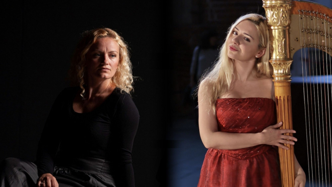 Soprāns Aija Veismane un arfiste Elizabete Lāce