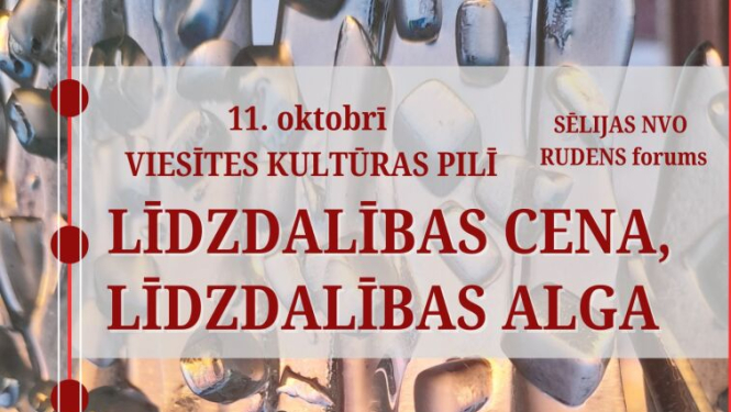Sēlijas nevalstisko organizāciju foruma afiša ar aizmugurē attēlu ar ledus kristāliem