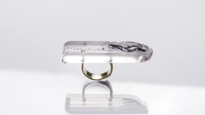 Rotaslieta - gredzens ekspozīcijā uz gaiša fona