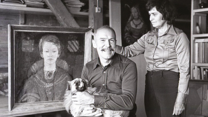 Mākslinieks Georgs Barkāns un viņa dzīvesbiedre Dzidra Ozoliņa