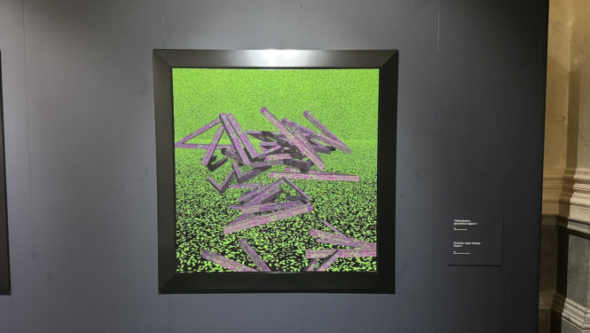 Bernāra Venē “Violeta glezna ar ģeneratīviem leņķiem 6” (2024) mākslinieka personālizstādē “Glezniecība: no racionālā uz virtuālo. 1966–2024” Mākslas muzejā RĪGAS BIRŽA. 2025.  Publicitātes foto