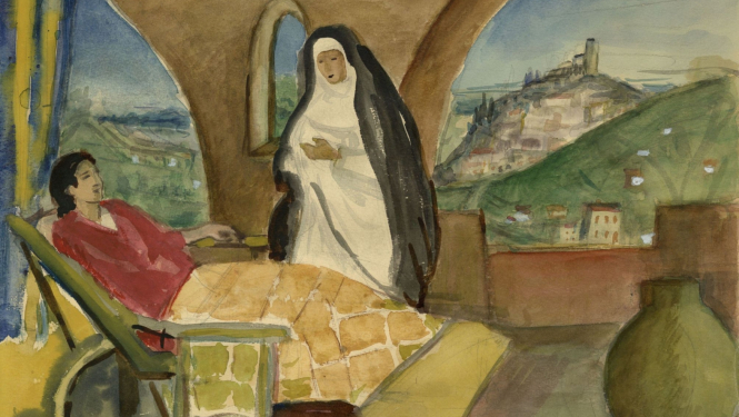 Aleksandra Beļcova. Parīzē (1925.–1926.). 1973. Papīrs, akvarelis, zīmulis. SBM kolekcija. Publicitātes foto