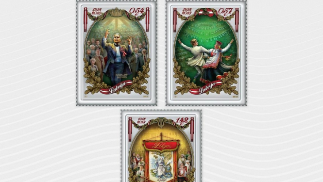 Ar virsdiriģentu un virsvadītāju līdzdalību prezentēs Dziesmu svētkiem veltītās Latvijas simtgades pastmarkas