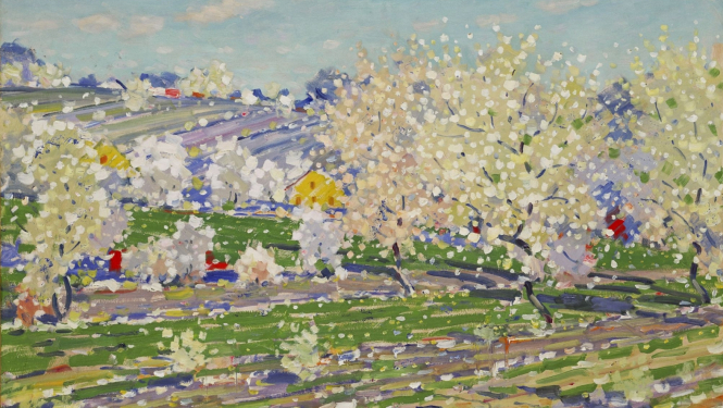 Vilhelms Purvītis. Pavasarī (Ziedonis). 1933–1934. Kartons, eļļa. LNMM kolekcija.  Foto: Normunds Brasliņš