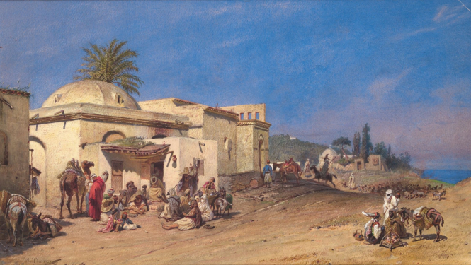 Georgs Vilhelms Timms. Stāstnieks pie Babelvedas vārtiem Alžīrā. 1873. Papīrs, akvarelis. LNMM kolekcija. Foto: Normunds Brasliņš.