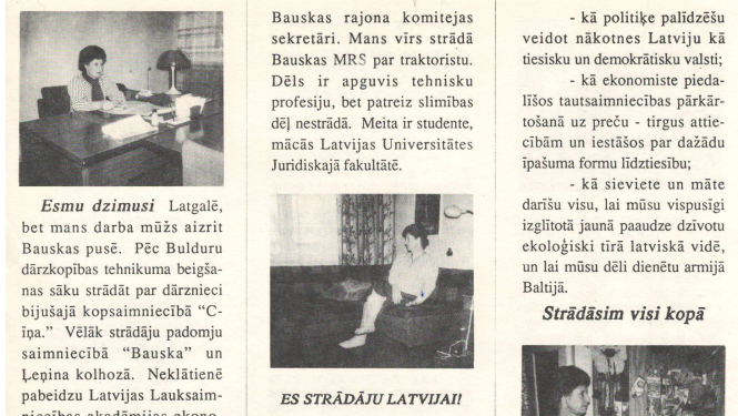 Aģitācijas materials AP vēlēšanām 1990.g. par Emeritu Buķeli