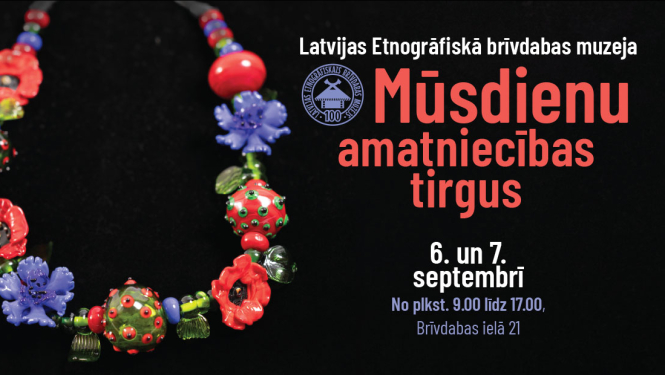 Pasākuma afiša ar tekstu: Mūsdienu amatniecības tirgus, 6. un 7. septembrī