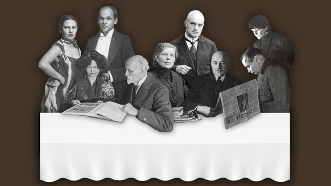 Kolāža ar dažādiem rakstniekiem un dzejniekiem