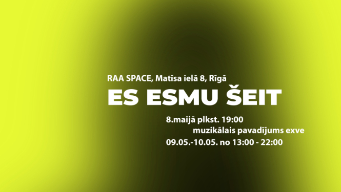 Uzb dzelteni-melna fona uzraksts: ES ESMU ŠEIT