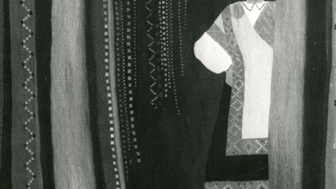 Baibas Osītes tekstilmākslas diplomdarbs "Bārtas motīvs" Latvijas Mākslas akadēmijā, 1985. gads