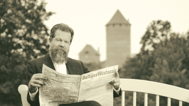 Krišjāņa Barona portreta inscenējums mūsdienās