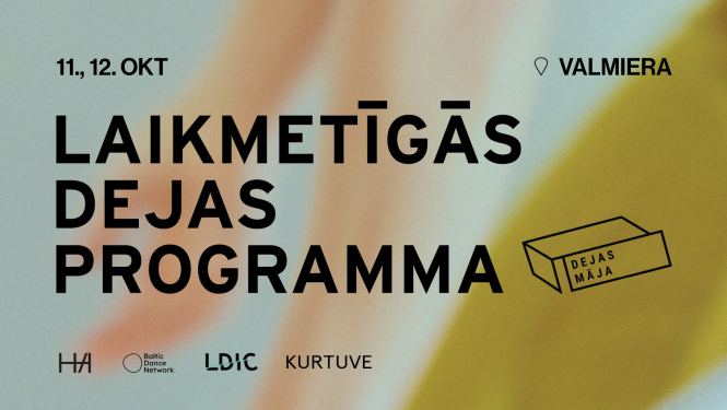 Teksts uz krāsaina fona: Laikmetīgās dejas programma