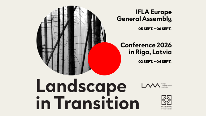 Dekoratīvs attēls ar uzrakstu: Landscape in Transition