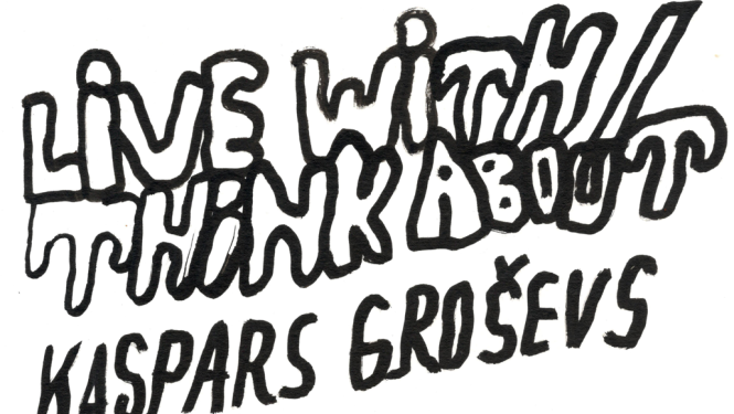 Izstādes publicitātes attēls - rokrakstā zīmēti burti un vārdi