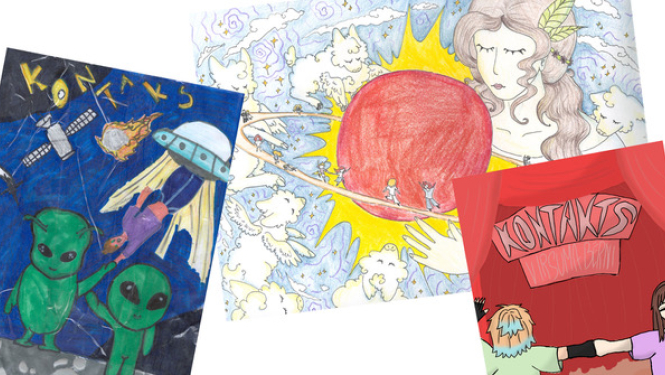 Trīs dalībnieku zīmēti plakāti