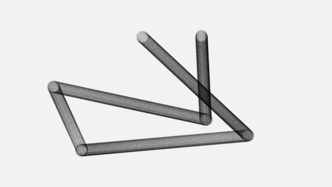 Latvijas Dizaina gada balvas vizuālā identitāte - kompozīcija ar tumši pelēku lauztu līniju uz gaiša fona