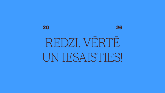 Latvijas Mākslas gada balvas logo un teksts: Redzi, vērtē un iesaisties!