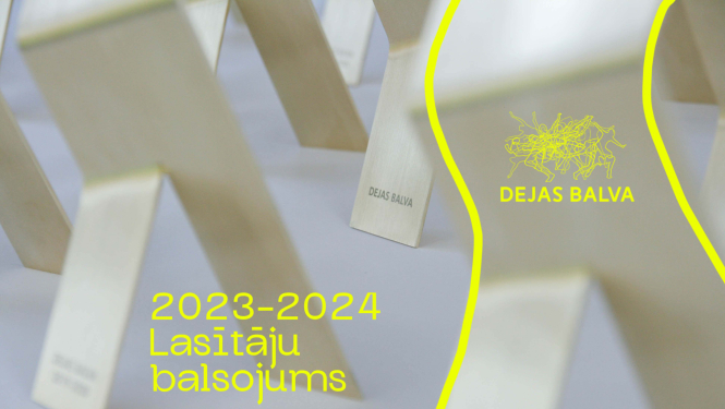 Teksts uz attēla ar balvas statuetēm: Dejas balva, 2023-2024 Lasītāju balsojums