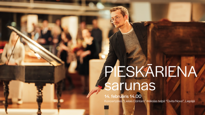 Pasākuma afiša ar mūzikas instrumentiem