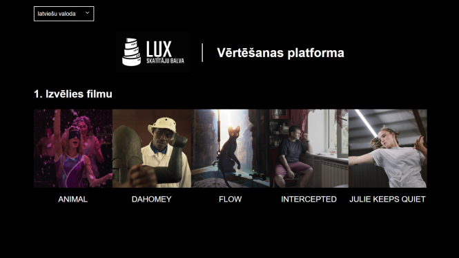 Ekrānšāviņš no tīmekļvietnes luxaward-rating.europarl.europa.eu/lv