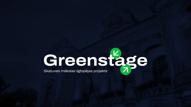 Uzraksts "Greenstage - skatuves mākslas ilgtspējas projekts"
