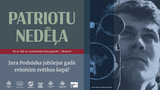 Afiša ar Jura Podnieka portretu "Patriotu nedēļa 2025 portālā filmas.lv"
