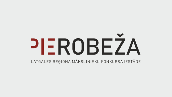 Izstādes vizuālā identitāte - uzraksts "PIEROBEŽA"