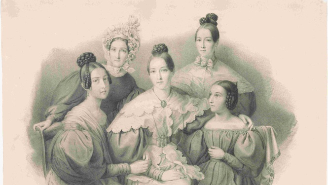 Tirgotāja fon Bergholca ģimene. Litografējis G. Engelmanis, 1835. gads. No RVKM krājuma. Litogrāfija apskatāma muzeja pastāvīgajā ekspozīcijā Kolonnu zālē.