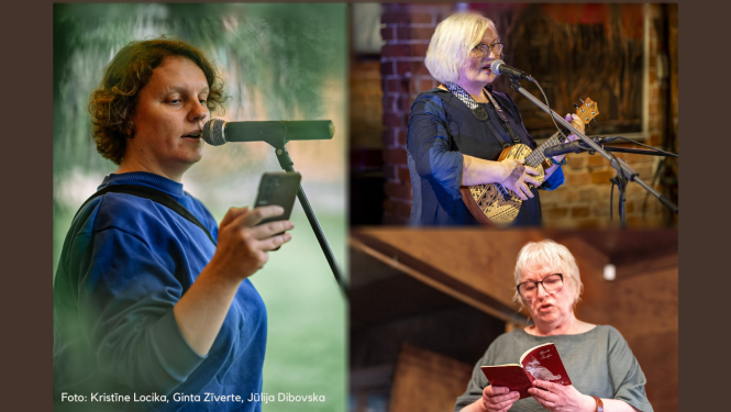 Jana Egle, Liepa Rūce, Gunta Šnipke - kolāža no trīs portretu foto