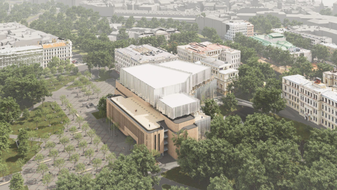 Rīgas filharmonijas vizualizācija, skats no putna lidojuma