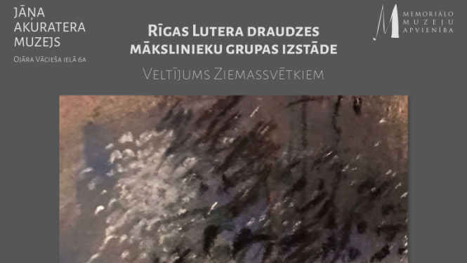 Krāsu laukums ar tekstu: Rīgas Lutera draudzes mākslinieku grupas izstāde