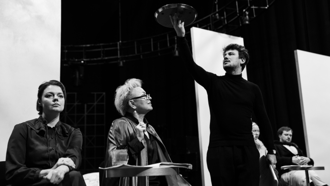 Izrādes "Slepkavība Austrumu ekspresī" mēģinājums