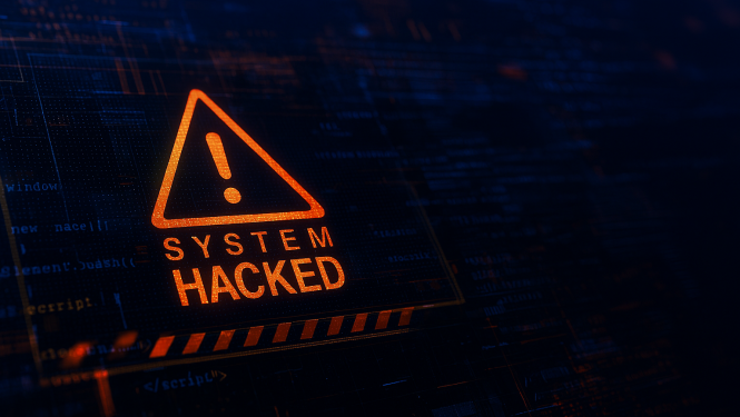 Brīdinājuma zīme, kas vēsta par kiberuzbrukumu informāciju sistēmām