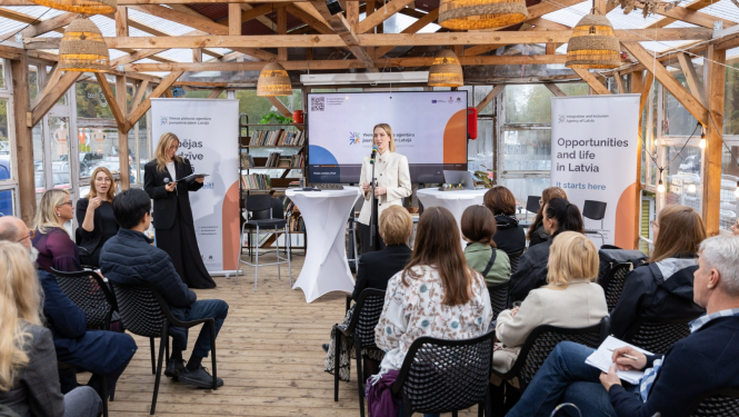 Kultūras ministre Agnese Lāce piedalās Sabiedrības integrācijas fonda Vienas pieturas aģentūras pasākumā "Jaunpienācēju izaicinājumi, iespējas un pienesums Latvijai", foto: Oskars Artūrs Upenieks