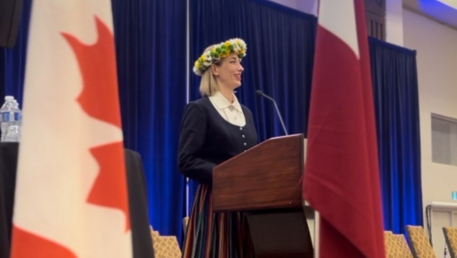 Kultūras ministre Agnese Lāce XVI Latvijas Dziesmu un deju svētku Kanādā pasākumā