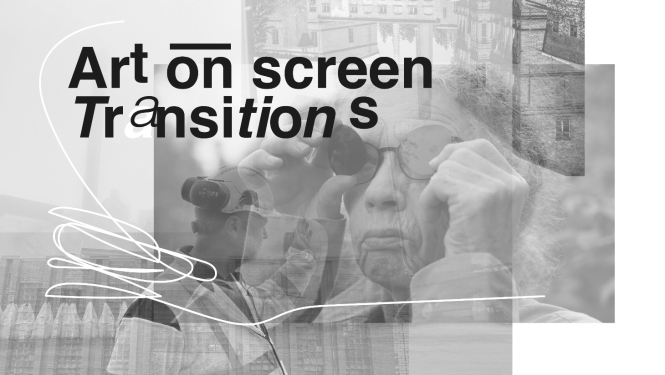 Urbānās kultūras un kino mākslas foruma "Art on Screen. Transitions/Māksla uz ekrāna. Pārejas" vizuālais publicitātes materiāls