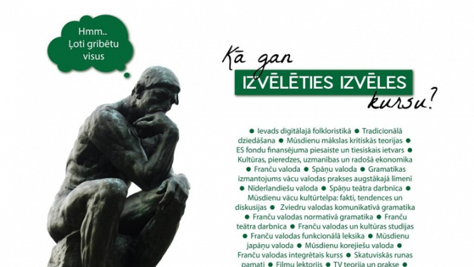 Izvēles kursos iespēja apgūt korejiešu valodu, pieredzes ekonomiku, digitālo folkloristiku un skatuves runas pamatus