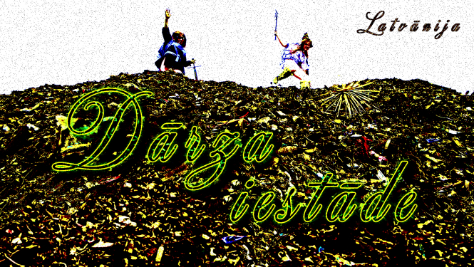 Izstādes plakāts ar tekstu: Latvānija, Dārza izstāde