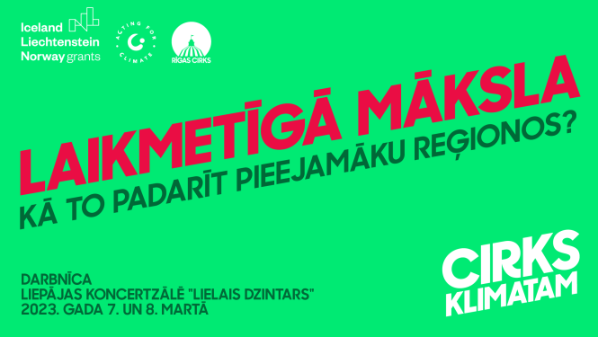 Plakāts ar uzrakstu: laikmetīgā māksla, kā to padarīt pieejamāku reģionos