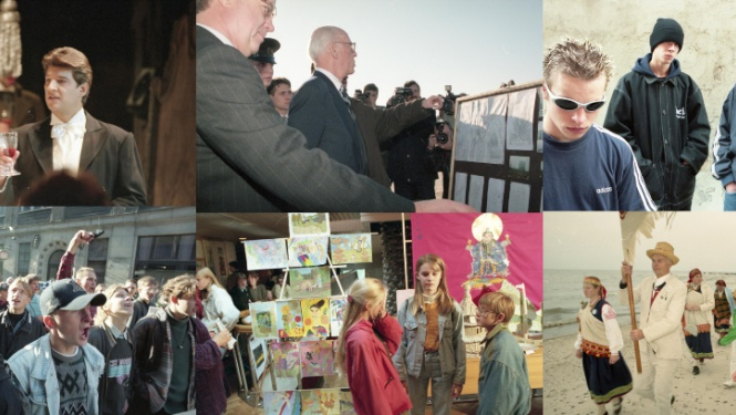 “Dienas” fotonegatīvu arhīva attēlu kolāža