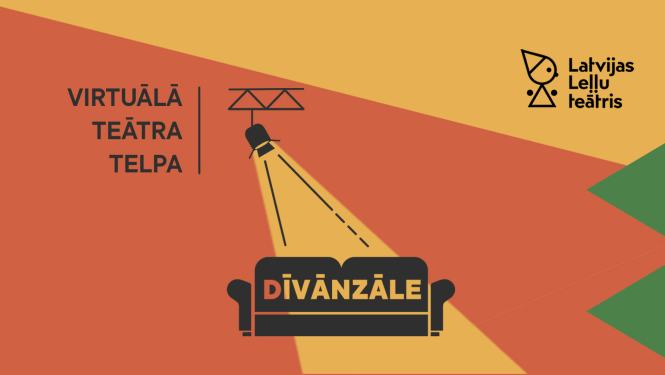 Latvijas Leļļu teātra virtuālās teātra telpas "Dīvānzāle" publicitātes attēls