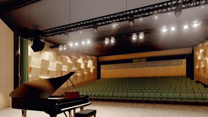 Emīla Dārziņa mūzikas skolas zāles pārbūves vizualizācija